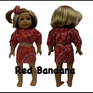 18” Doll Clothes- Crop Top, Skirt, PLUS a Matching Scrunchie For Doll and You